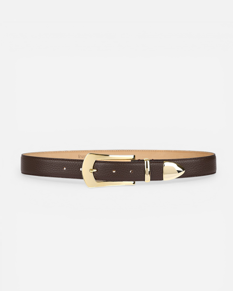 Knox Pebbled Brown Leather Belt | Linea Pelle display picture 1