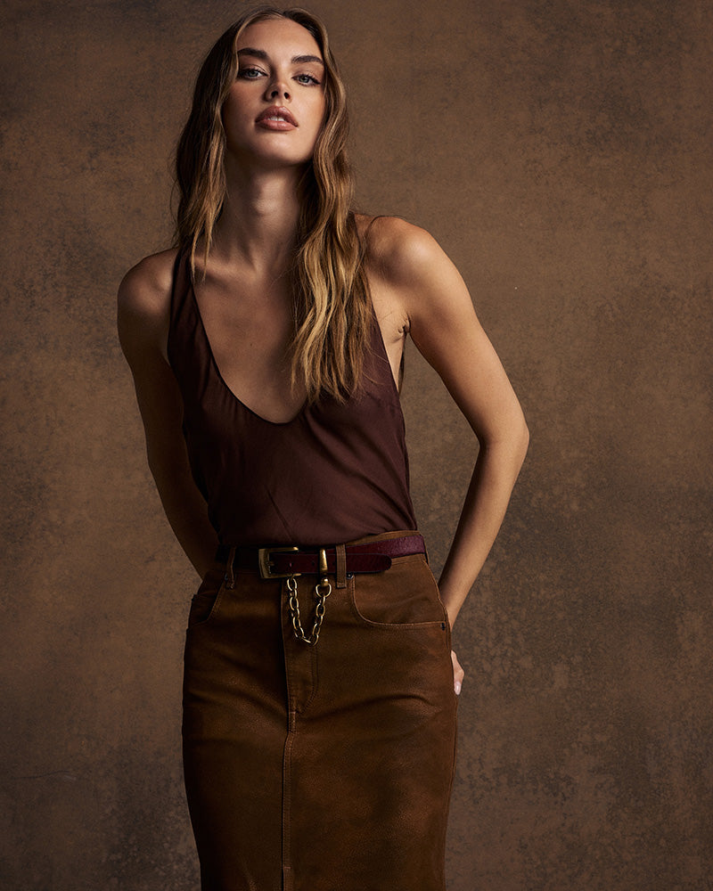 Ledger Belt / Oxblood Hair Calf