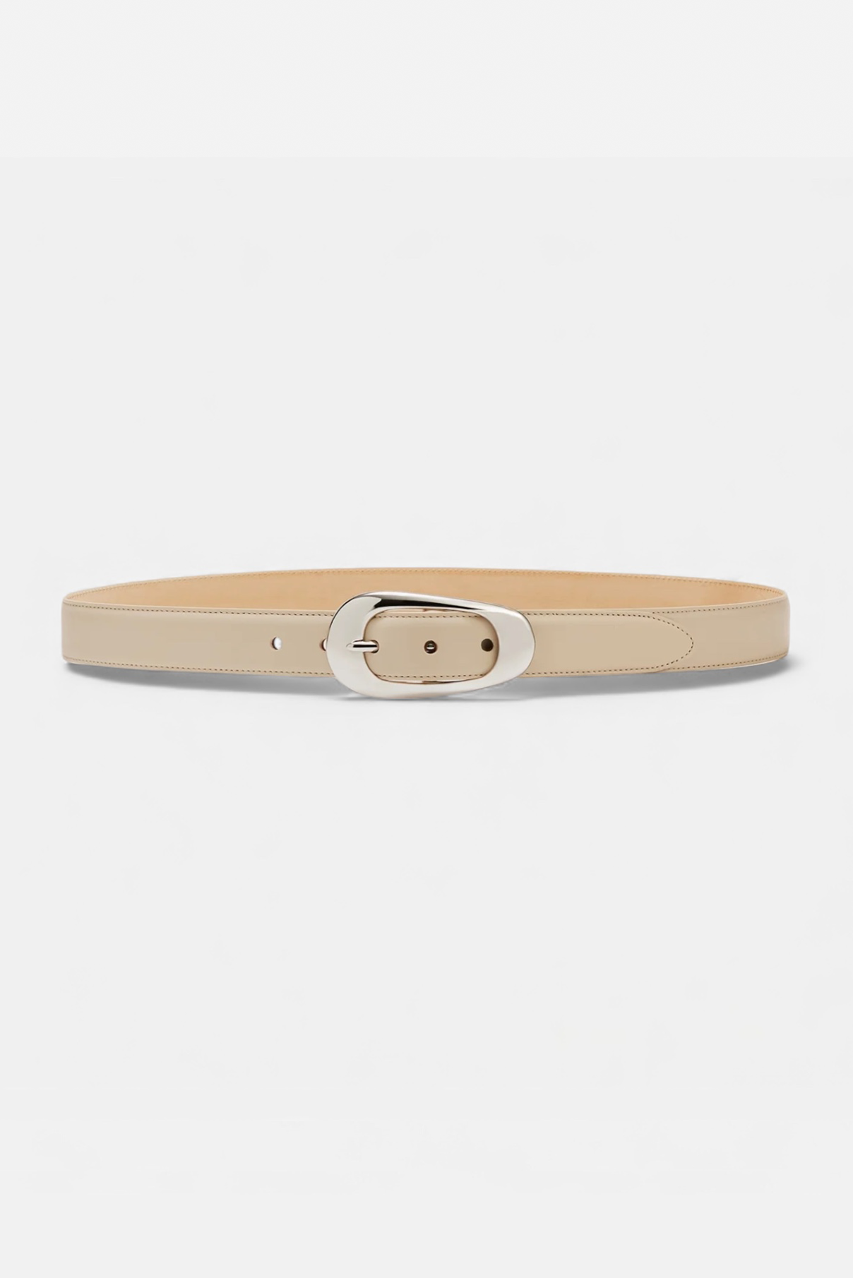 Devyn Creme Leather Belt with Silver Hardware | Linea Pelle