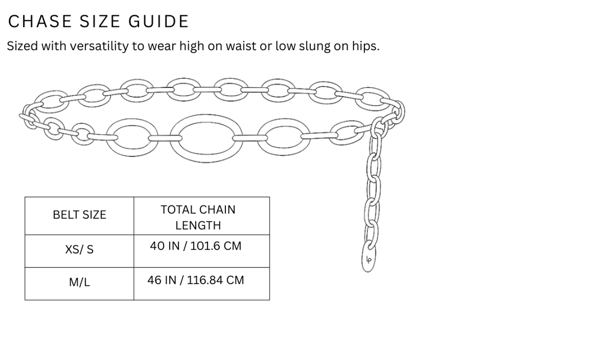 Size chart for Chase / Chain