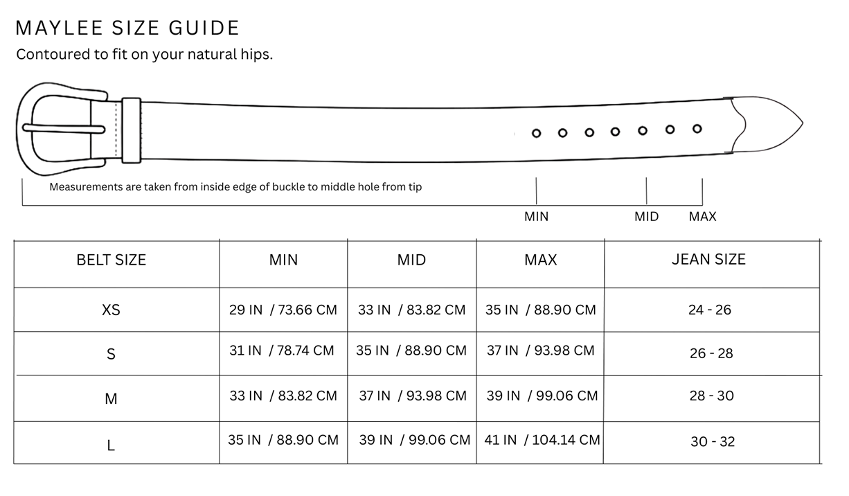 Size chart for Maylee / Black