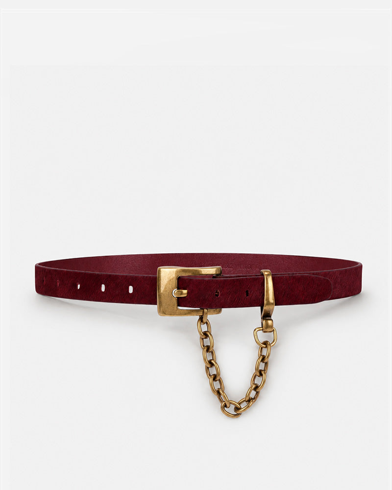 Ledger Belt / Oxblood Hair Calf