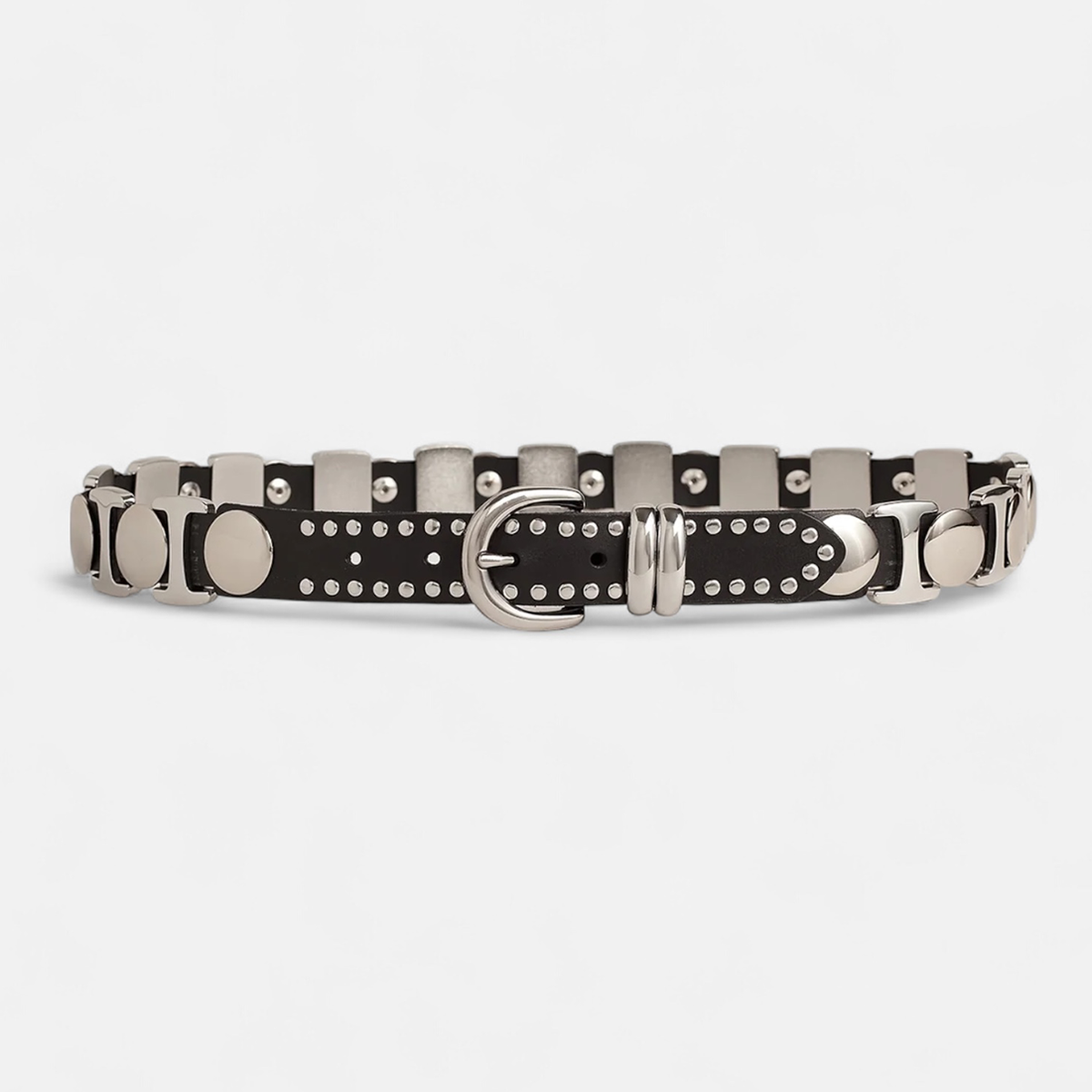 Maddox Black Studded Leather Belt | Linea Pelle