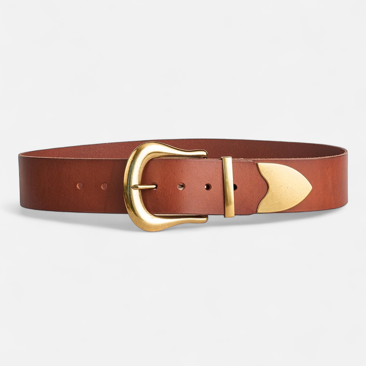 Linea Pelle Women Handmade Gen Brown Leather Brass Grommet Brass Buckle Belt Carter Grommet Belt – Brown Italian Leather & Vintage Buckle  main image 4