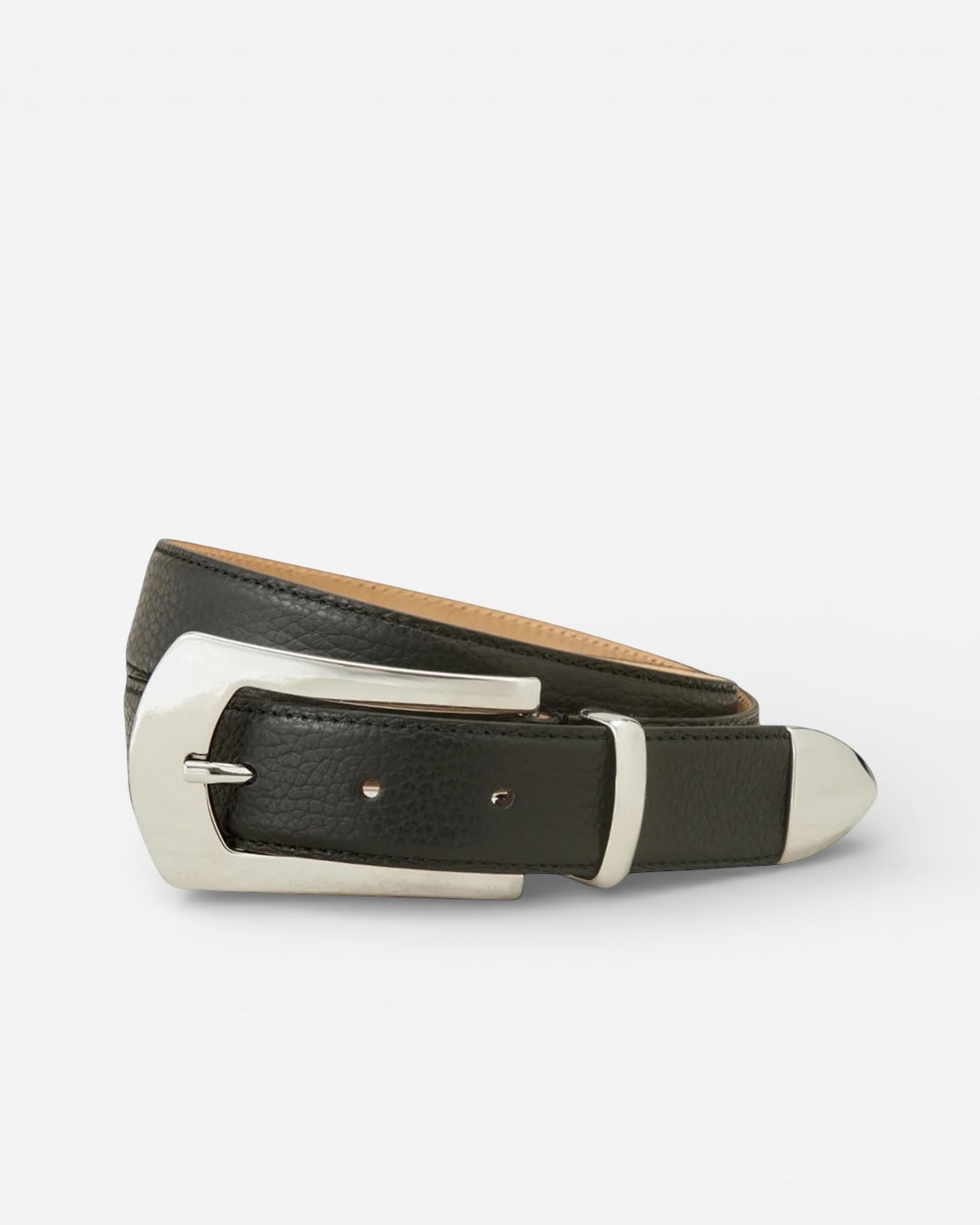 Knox Pebbled Black Leather Belt | Linea Pelle