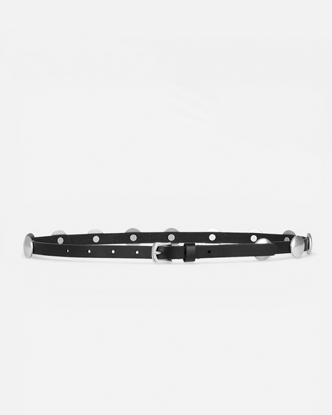 Shai Black Vintage Leather Belt with Silver Hardware | Linea  display picture 1