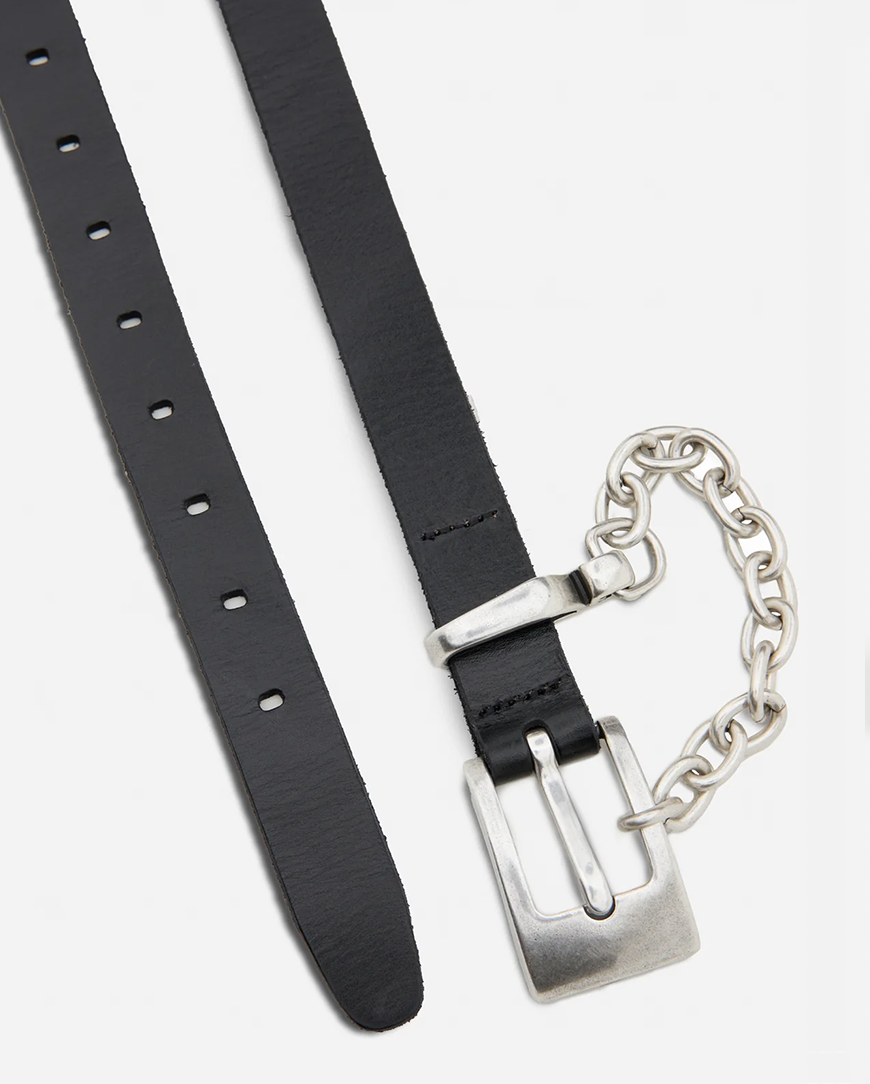 Llife LEATHER CHAIN BELT COAL BLACK 【公式通販】